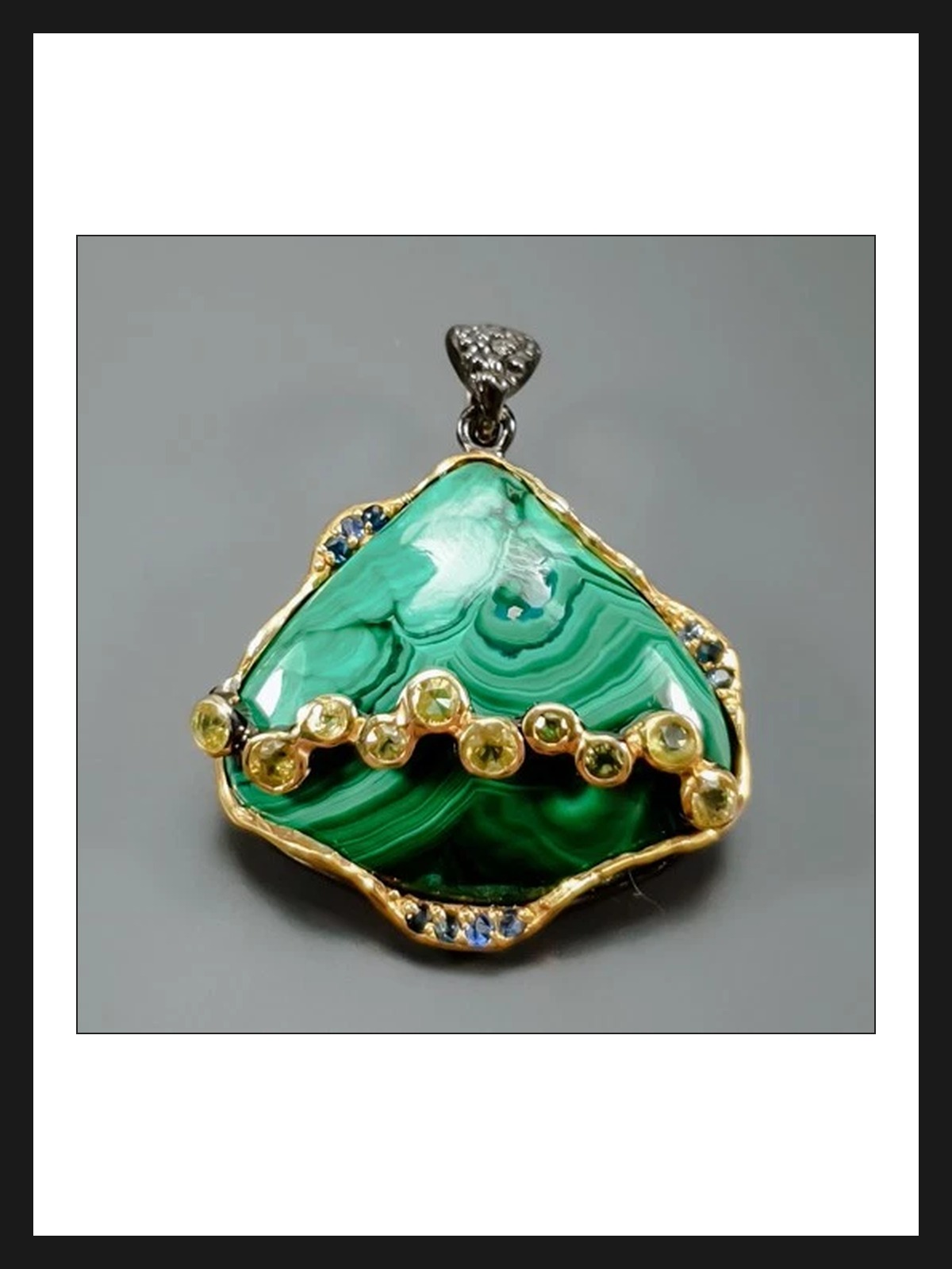 Pendant Fine Art 34 Ct Natural African Malachite 925